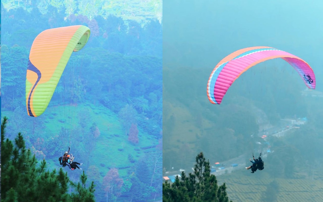 Terbang saat menikmati Paralayang Puncak ditemani instruktur profesional | Foto: Instagram/paralayangpuncak_official