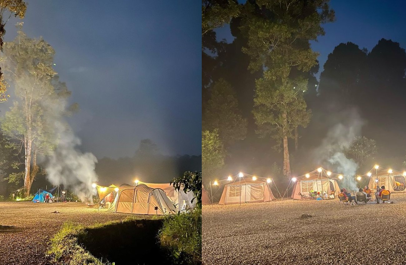 Suasana malam di Rengganis Campsite Bandung | Foto: Instagram/eka.permana22